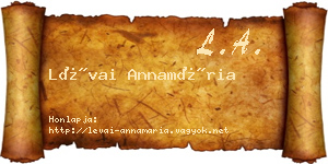 Lévai Annamária névjegykártya